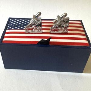 Superman "S" Shield Silver Toned Embossed Cufflinks — USA Gift Box